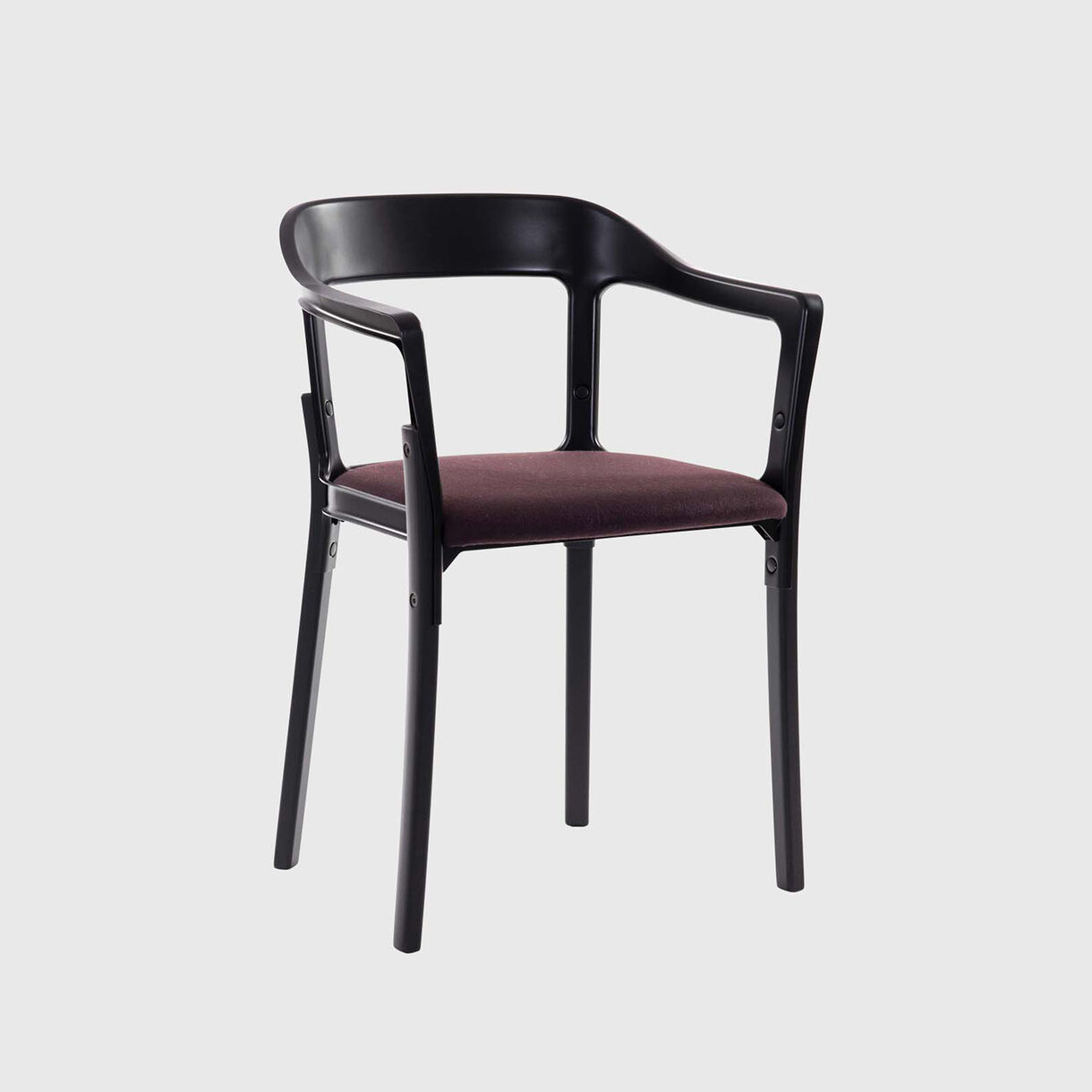Steelwood Chair with Cushion, Black & Dark Brown